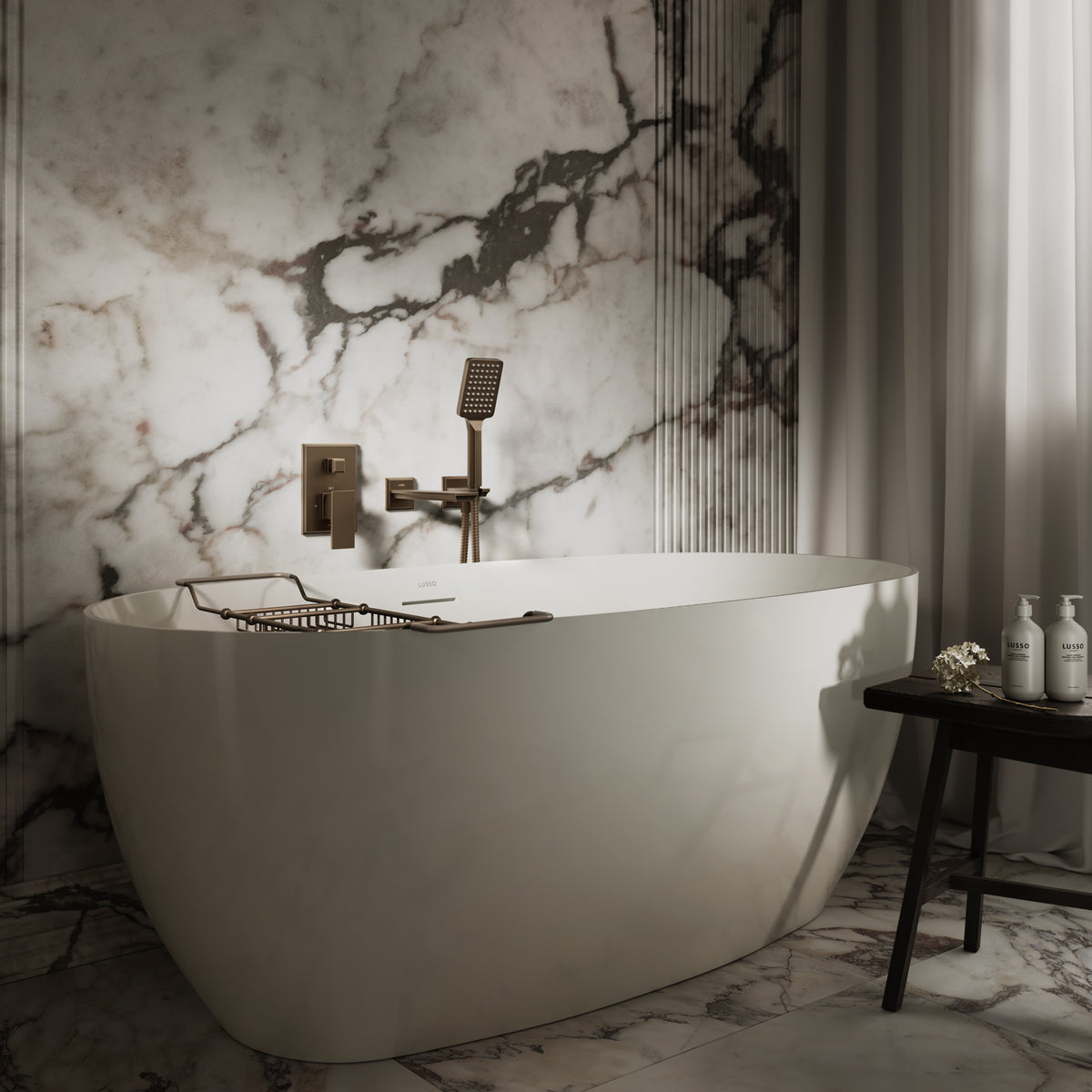 Baroque Brushed Bronze Wall Mounted Bath Shower Mixer Tap