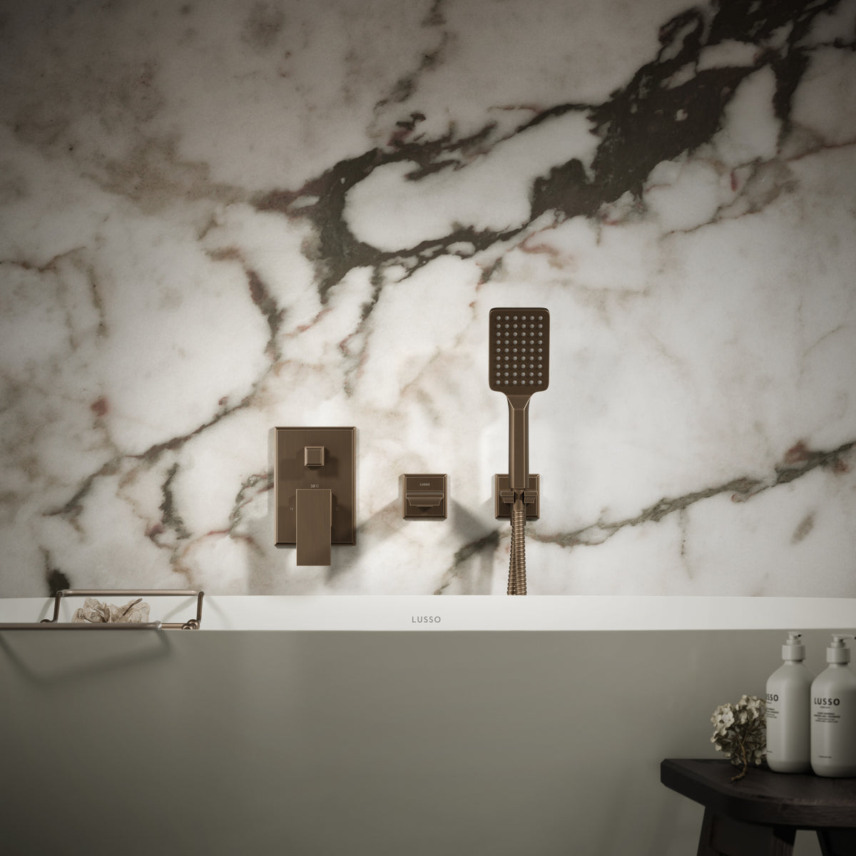 Baroque Brushed Bronze Wall Mounted Bath Shower Mixer Tap