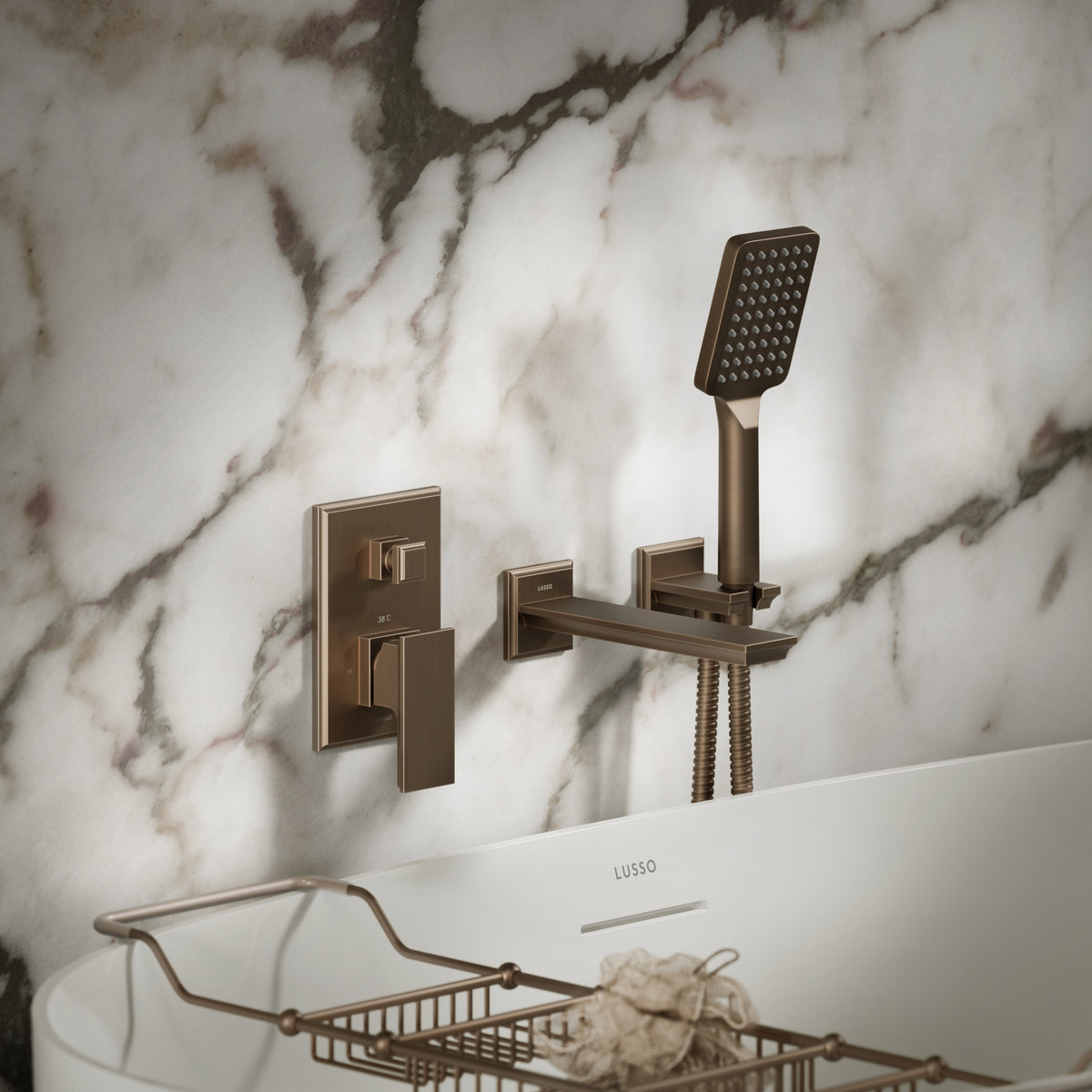 Baroque Brushed Bronze Wall Mounted Bath Shower Mixer Tap