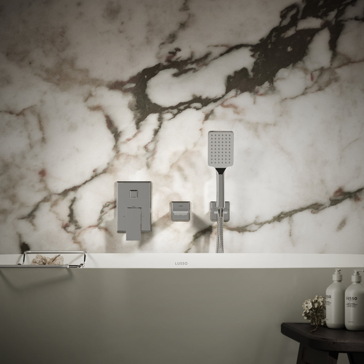 Baroque Chrome Wall Mounted Bath Shower Mixer Tap