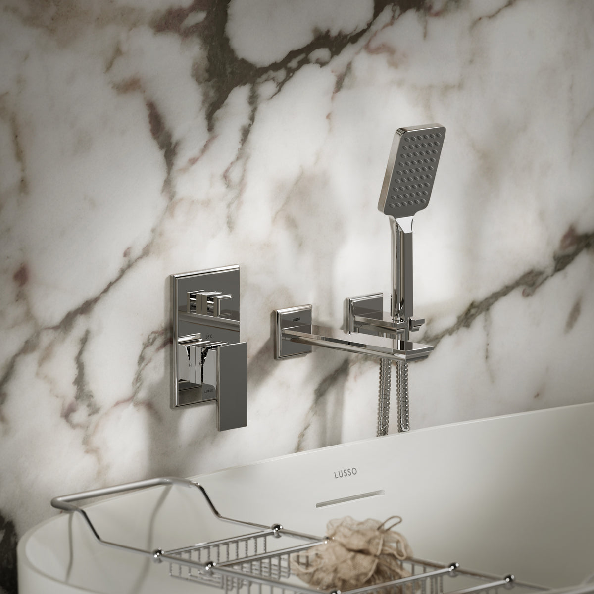 Baroque Chrome Wall Mounted Bath Shower Mixer Tap