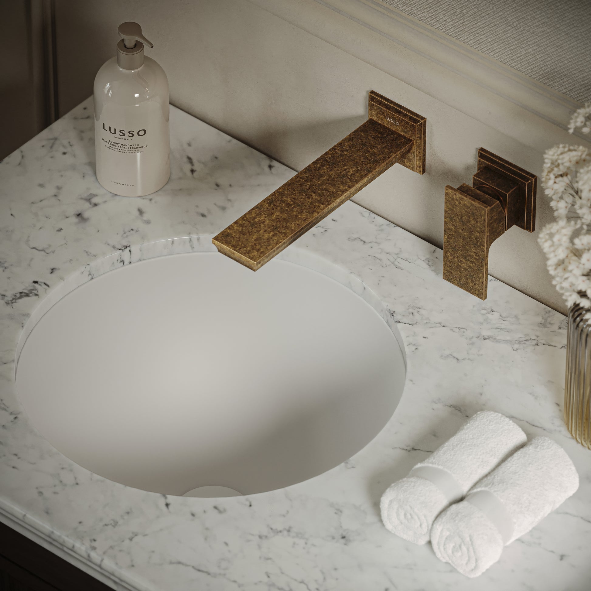 Loop Round Undermount Stone Basin 390mm