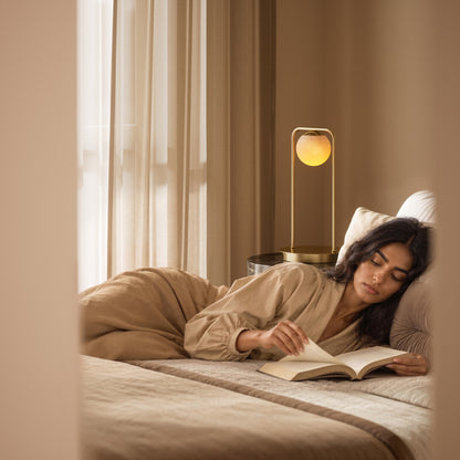 Amelie Alabaster & Brushed Gold Table Lamp