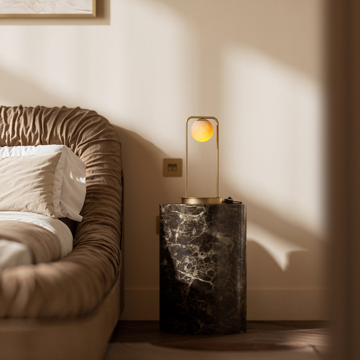 Amelie Alabaster & Brushed Gold Table Lamp