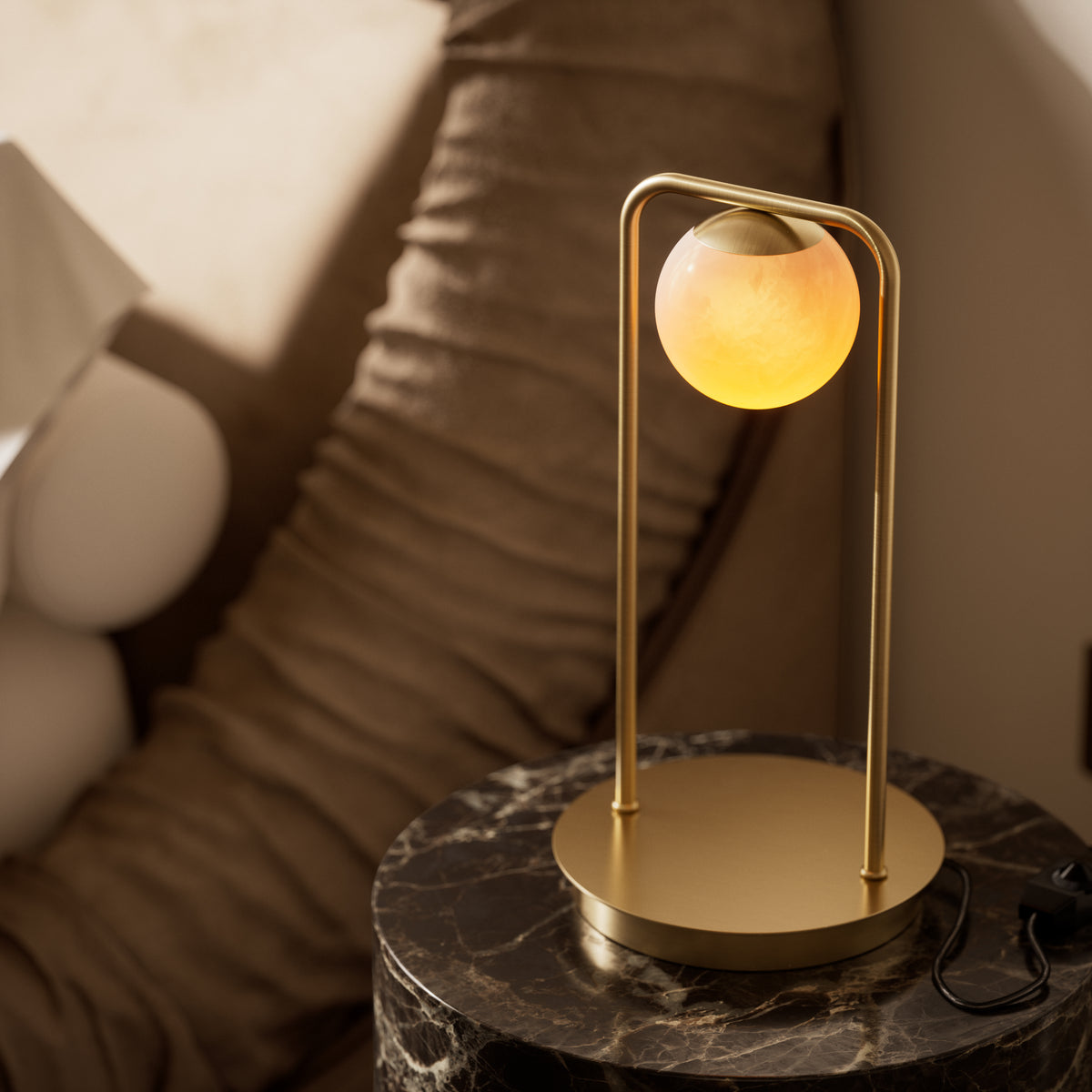 Amelie Alabaster & Brushed Gold Table Lamp