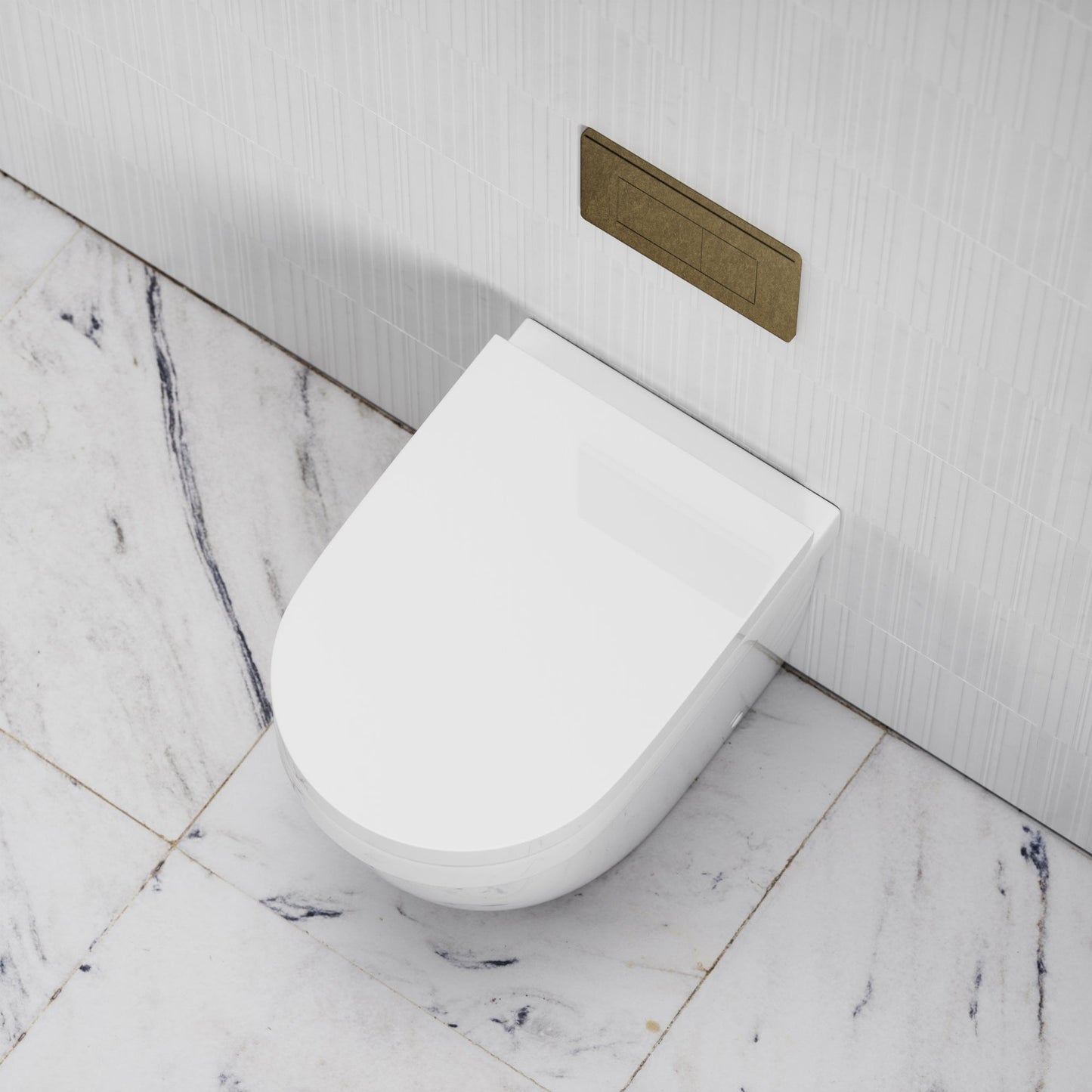 Berkeley Traditional Back to Wall Rimless Toilet with Concealed Cistern and Aged Bronze Flush Plate