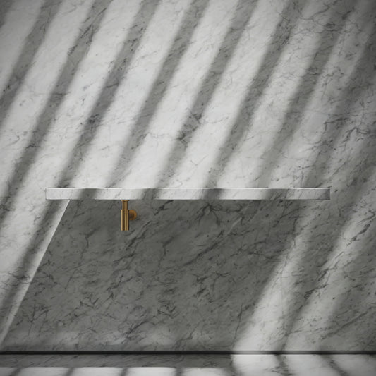 Levitare Carrara Marble Ultra Thin Wall Mounted Basin 1200mm (Offset Waste)
