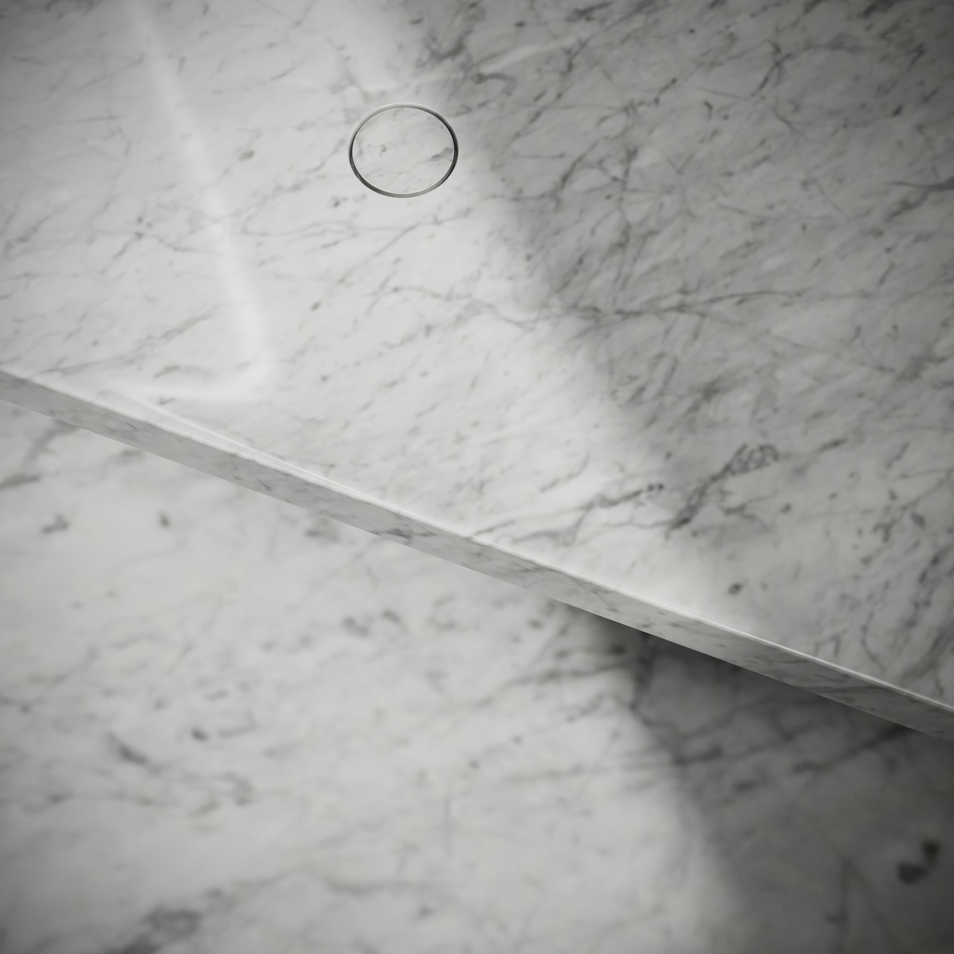 Levitare Carrara Marble Ultra Thin Wall Mounted Basin 1200mm (Offset Waste)