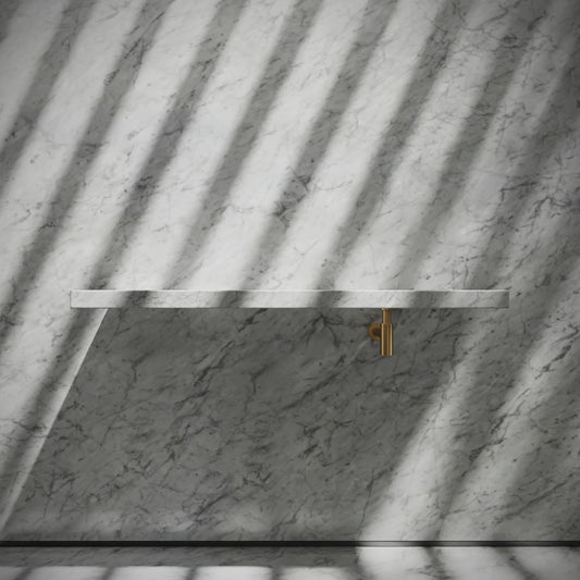 Levitare Carrara Marble Ultra Thin Wall Mounted Basin 1200mm (Offset Waste)