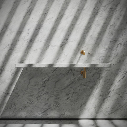 Levitare Carrara Marble Ultra Thin Wall Mounted Basin 1200mm (Offset Waste)