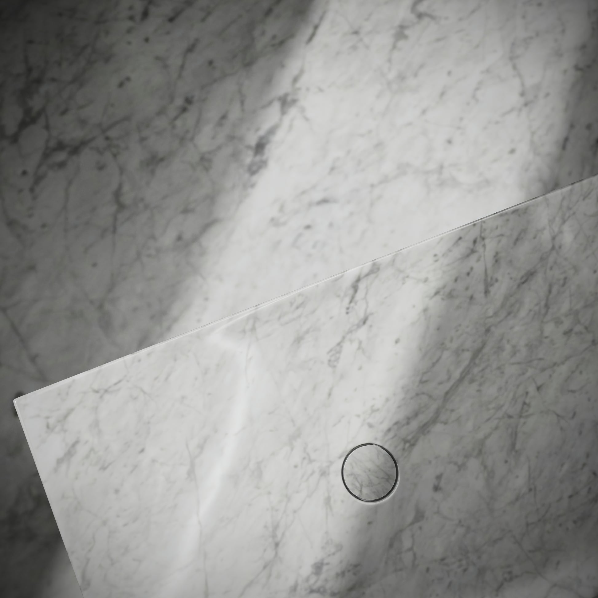 Levitare Carrara Marble Ultra Thin Wall Mounted Basin 1200mm (Offset Waste)