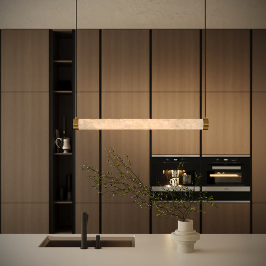 Cascata Alabaster LED Pendant Light Brushed Gold 1000mm