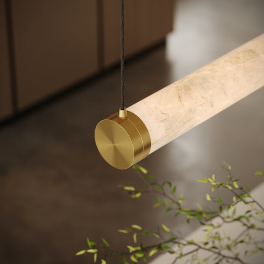 Cascata Alabaster LED Pendant Light Brushed Gold 1000mm