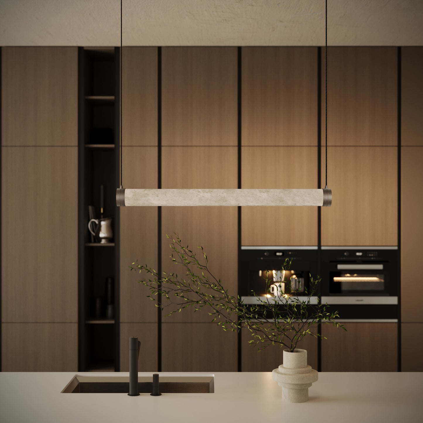 Cascata Alabaster LED Pendant Light Deep Bronze 1000mm