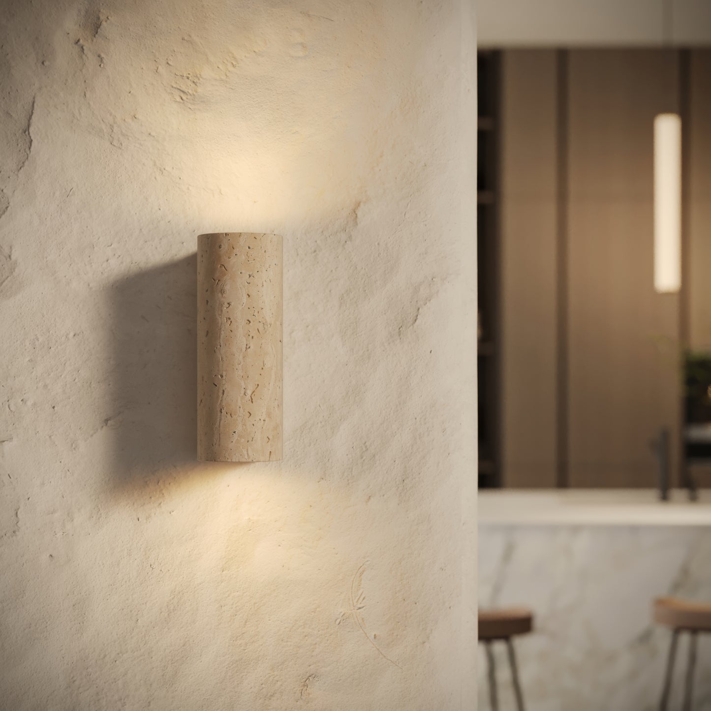 Calabria Travertine Round Wall Sconce Light 290mm