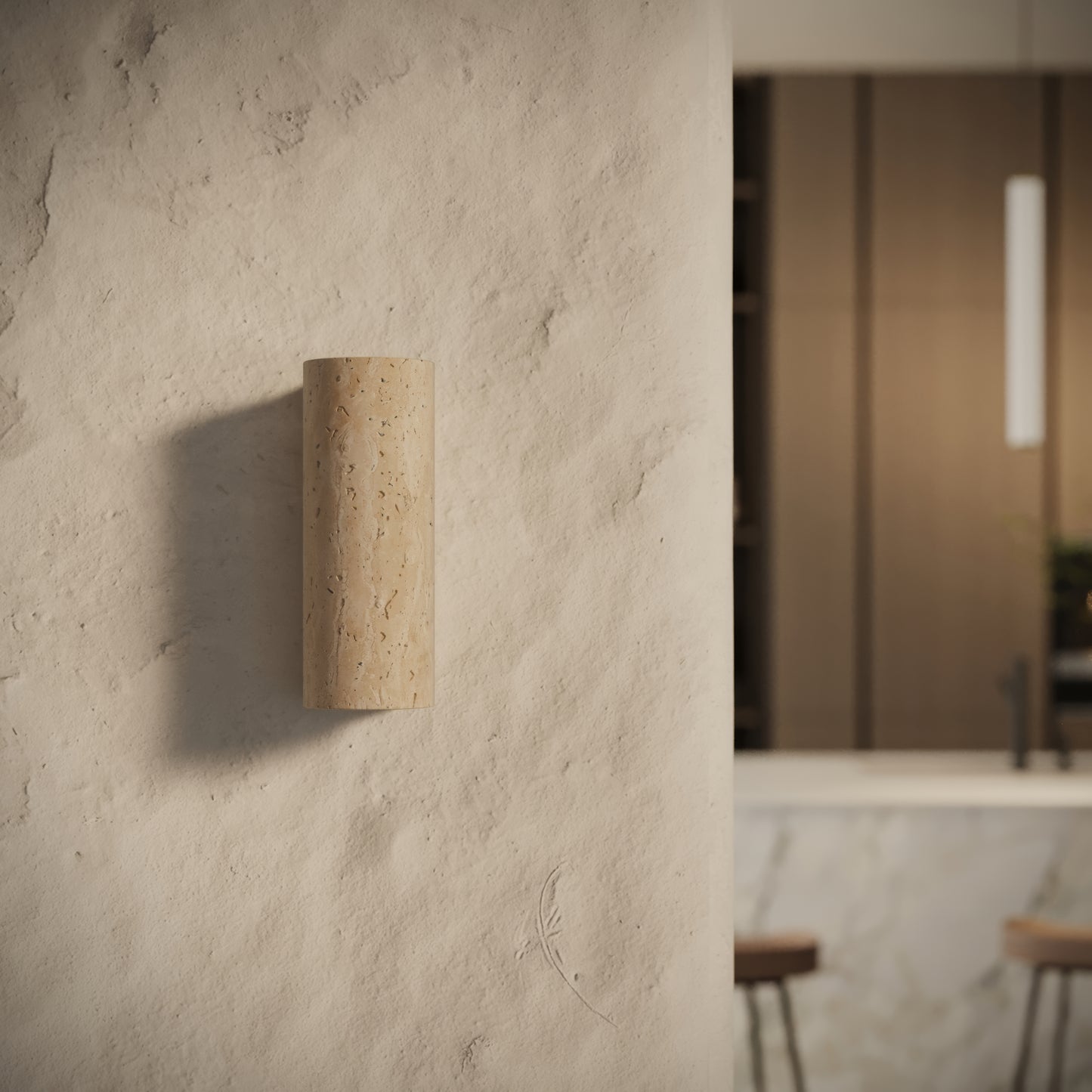 Calabria Travertine Round Wall Sconce Light 290mm