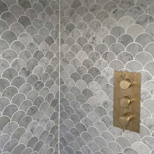 Capella Carrara Marble Mosaic Wall or Floor Tile 200 x 240mm