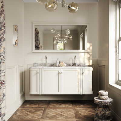Charsley Matte Cream Carrara Marble Wall Mounted Vanity Unit 1400mm