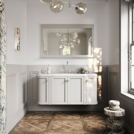 Charsley Matte Stone Carrara Marble Wall Mounted Vanity Unit 1200mm