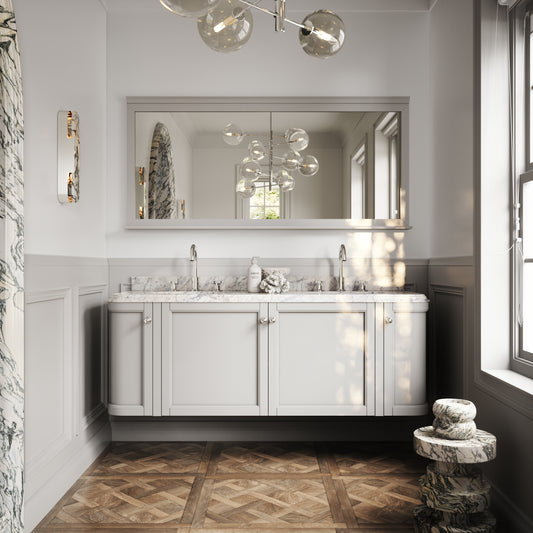 Charsley Matte Stone Carrara Marble Wall Mounted Vanity Unit 1600mm