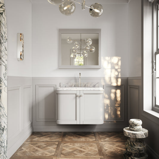 Charsley Matte Stone Carrara Marble Wall Mounted Vanity Unit 800mm