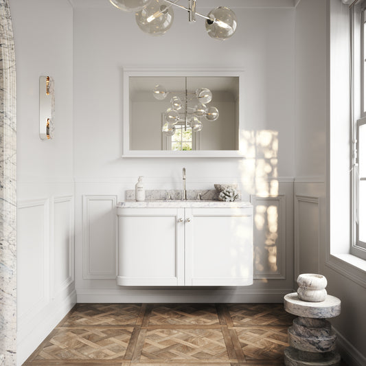 Charsley Matte White Carrara Marble Wall Mounted Vanity Unit 1000mm