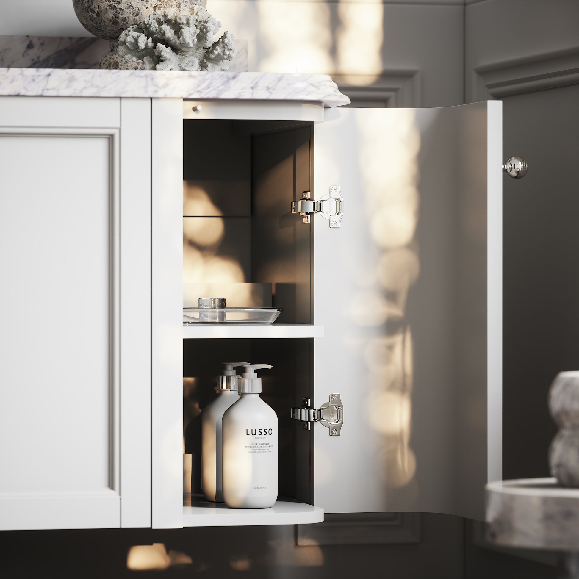 Charsley Matte White Carrara Marble Wall Mounted Vanity Unit 1200mm