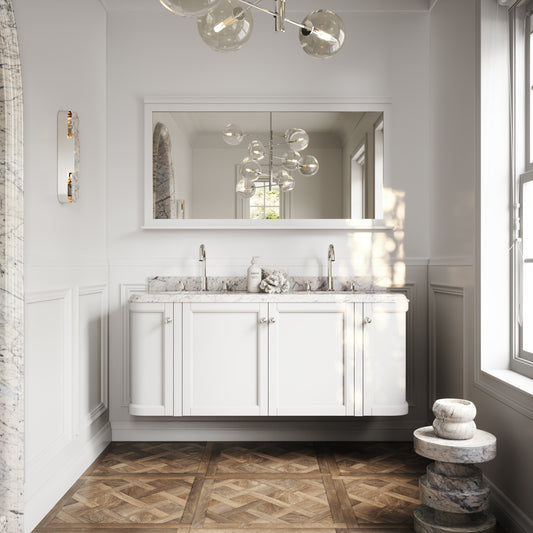 Charsley Carrara Marble Wall Mounted Vanity Unit (Primed White) 1400mm
