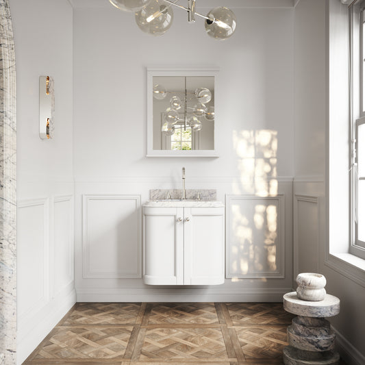 Charsley Matte White Carrara Marble Wall Mounted Vanity Unit 600mm