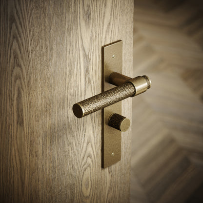 Chester Aged Bronze Hammered Bathroom WC Handle & Plate Thumbturn Set