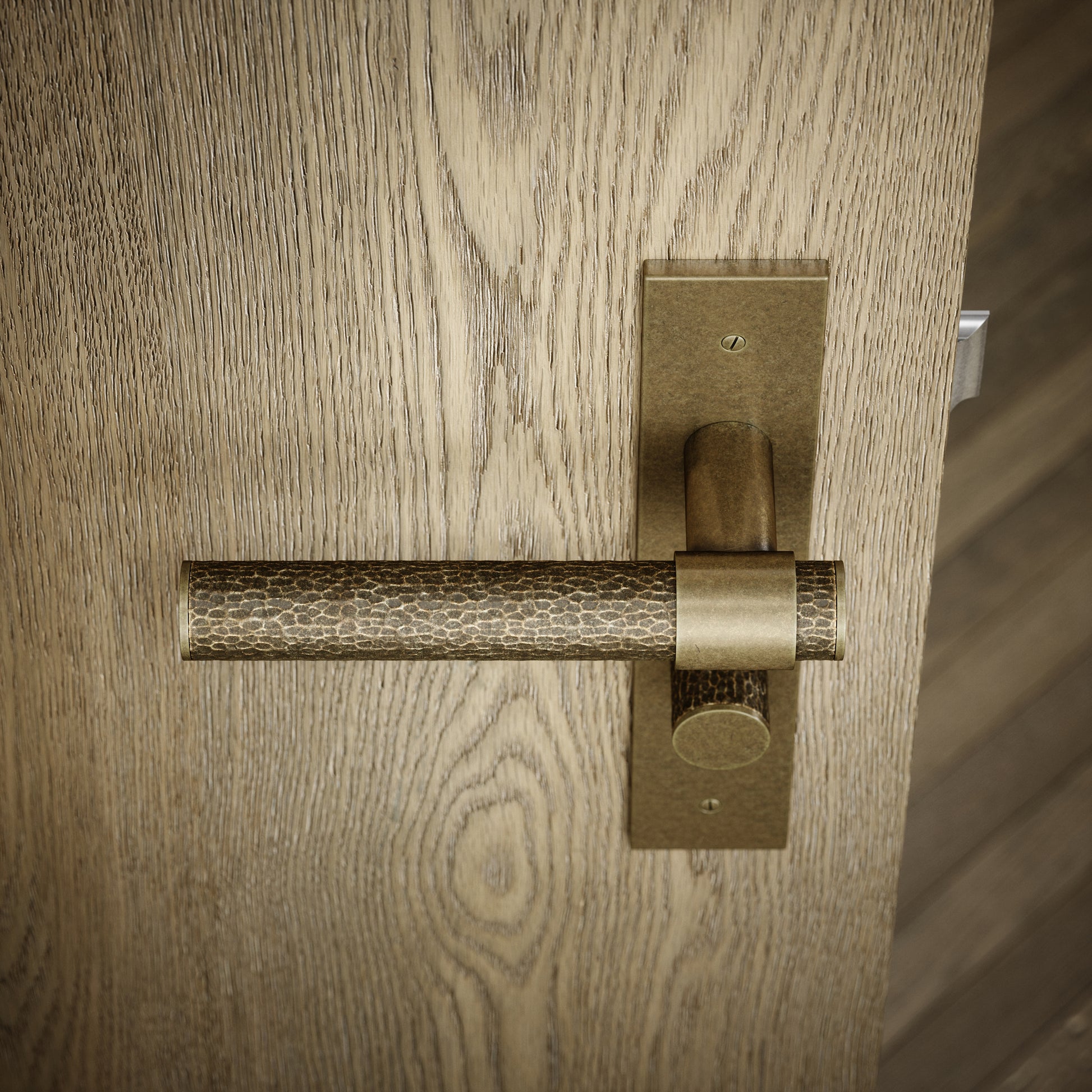 Chester Aged Bronze Hammered Bathroom WC Handle & Plate Thumbturn Set