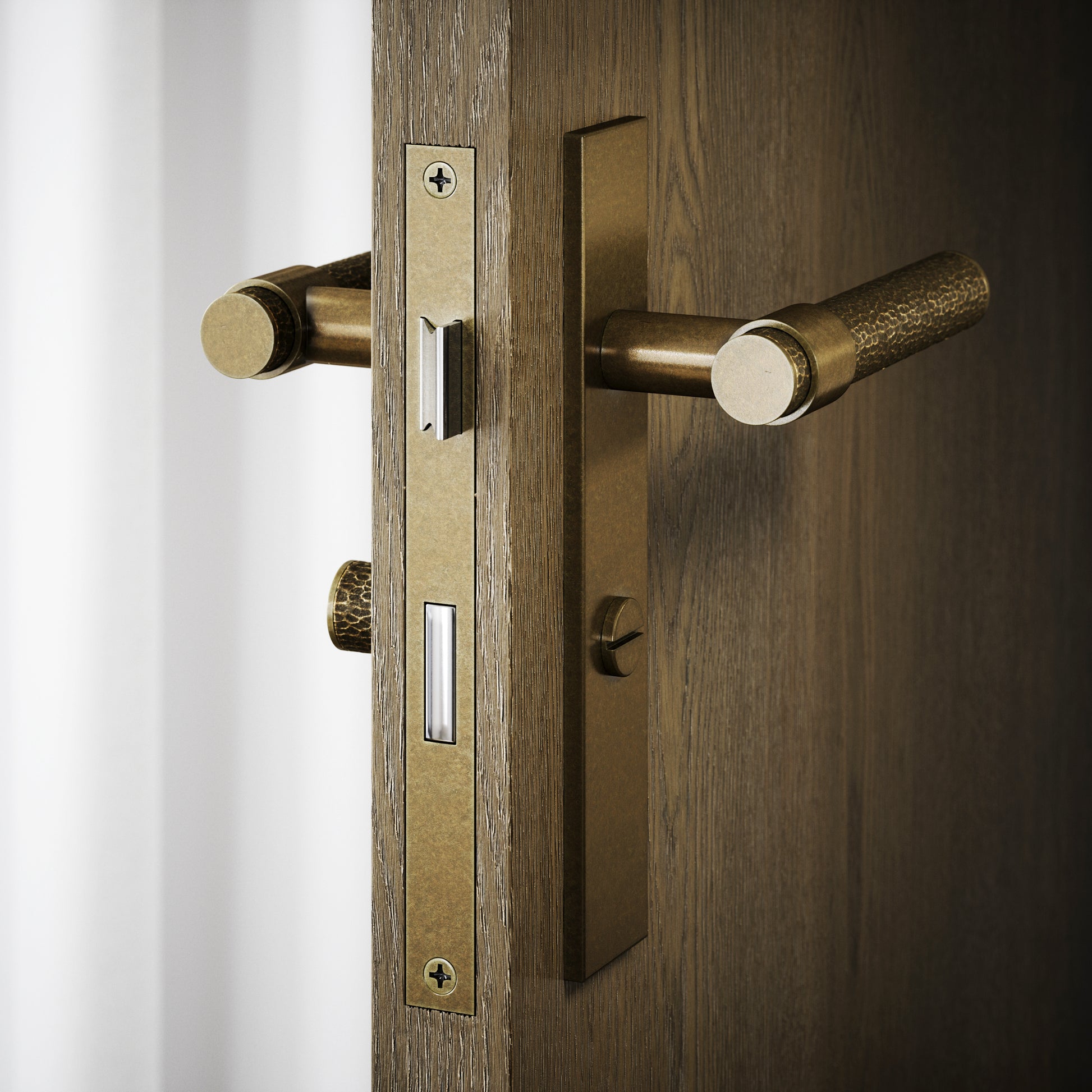 Chester Aged Bronze Hammered Bathroom WC Handle & Plate Thumbturn Set