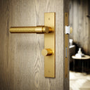 Chester Brushed Gold Hammered Bathroom WC Handle & Plate Thumbturn Set