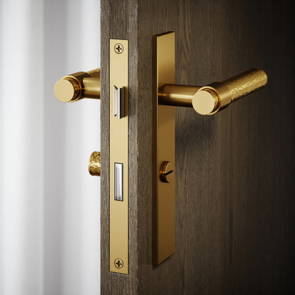 Chester Brushed Gold Hammered Bathroom WC Handle & Plate Thumbturn Set