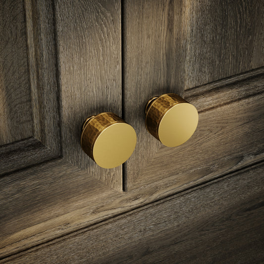 Chester Brushed Gold Hammered Cabinet Door Knob