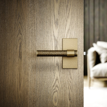 Chester Plate Aged Bronze Hammered Lever Door Handles