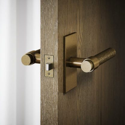 Chester Plate Aged Bronze Hammered Lever Door Handles