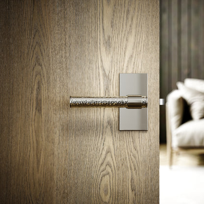 Chester Plate Polished Nickel Hammered Lever Door Handles