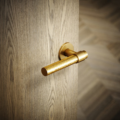 Chester Brushed Gold Hammered Lever Door Handles