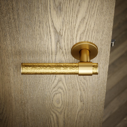 Chester Brushed Gold Hammered Lever Door Handles