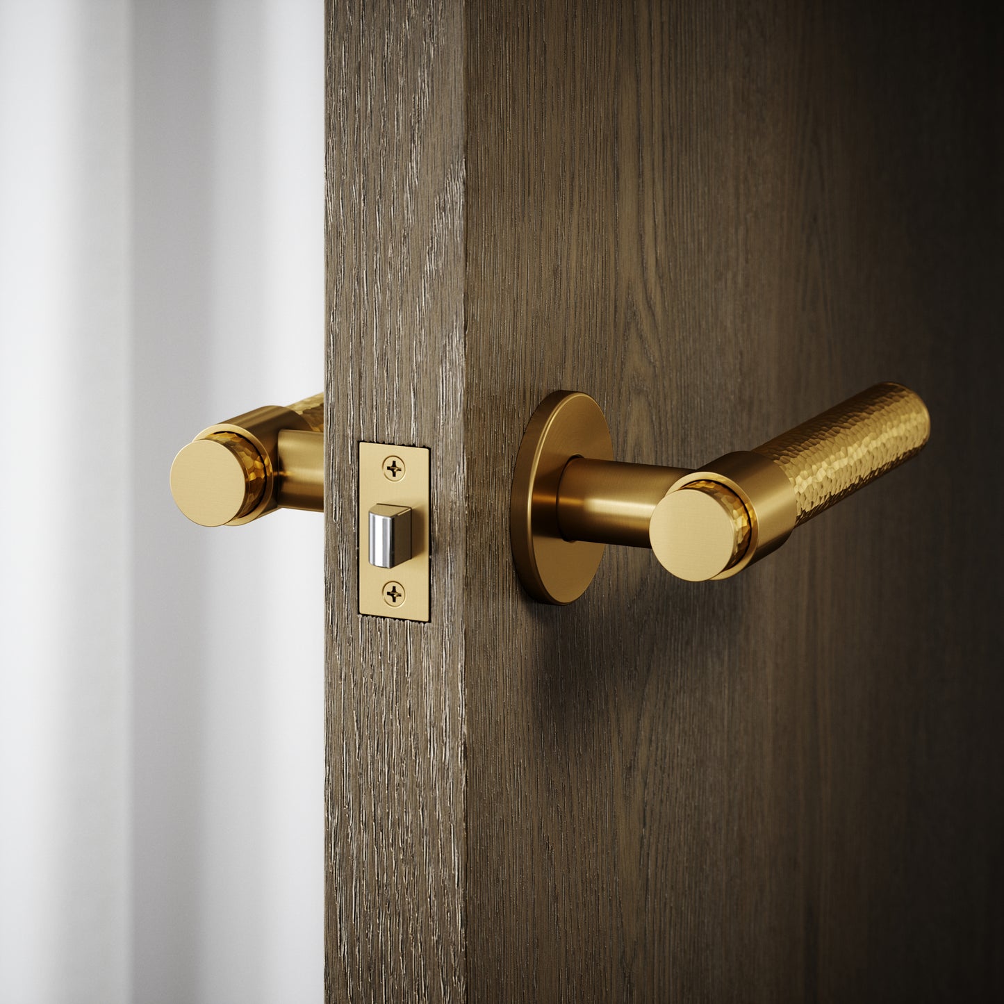 Chester Brushed Gold Hammered Lever Door Handles