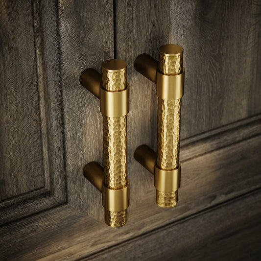 Chester Brushed Gold Hammered Pull Bar Handle 150mm