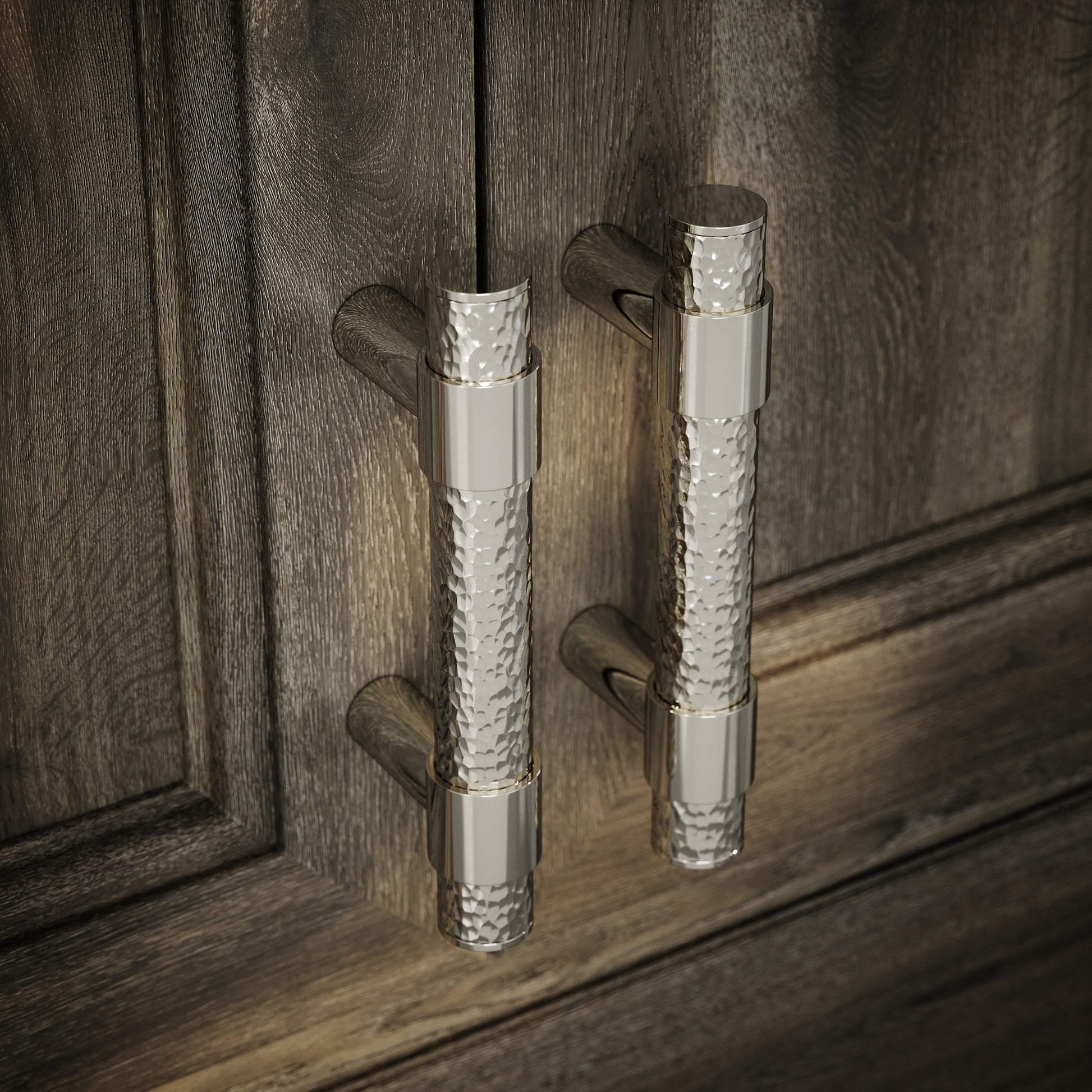 Chester Polished Nickel Hammered Pull Bar Handle 150mm