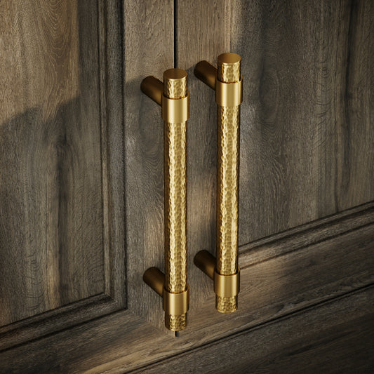 Chester Brushed Gold Hammered Pull Bar Handle 250mm