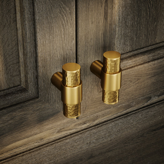 Chester Brushed Gold Hammered T-Bar Cabinet Door Handle