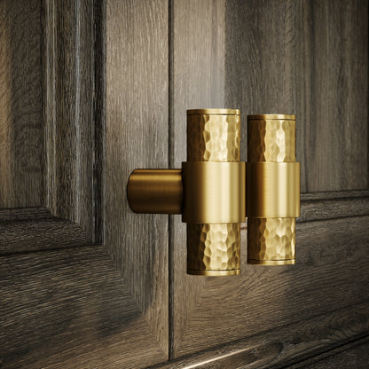 Chester Brushed Gold Hammered T-Bar Cabinet Door Handle