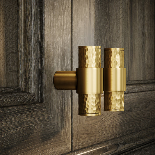 Chester Brushed Gold Hammered T-Bar Cabinet Door Handle