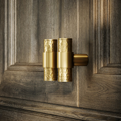 Chester Brushed Gold Hammered T-Bar Cabinet Door Handle