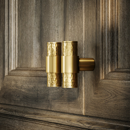 Chester Brushed Gold Hammered T-Bar Cabinet Door Handle