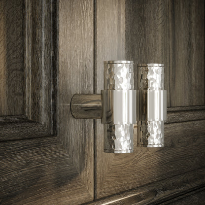 Chester Polished Nickel Hammered T-Bar Cabinet Door Handle